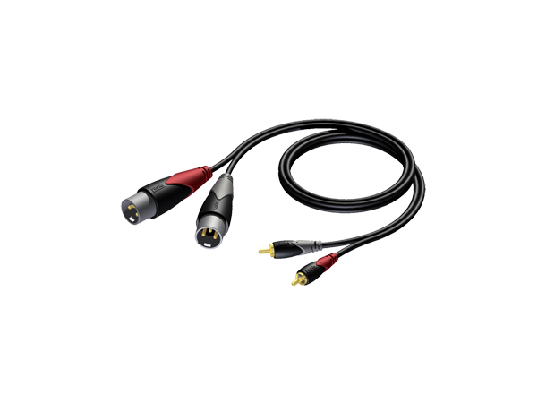 Procab CLA701 2xXLR 2xRCA han-han  1,5m. HQ, 2 x XLR han - 2 x RCA han, 1,5 meter 